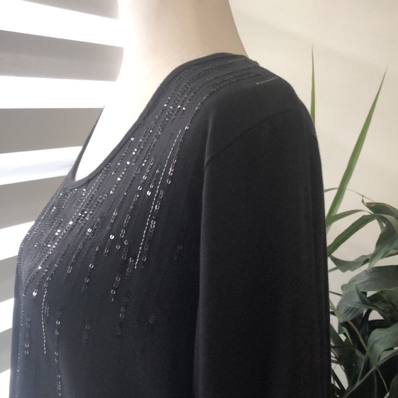 TanJay Gorgeous Ladies, Large Short Sleeve Black with Sequins in front. NWOT - Picture 5 of 7
